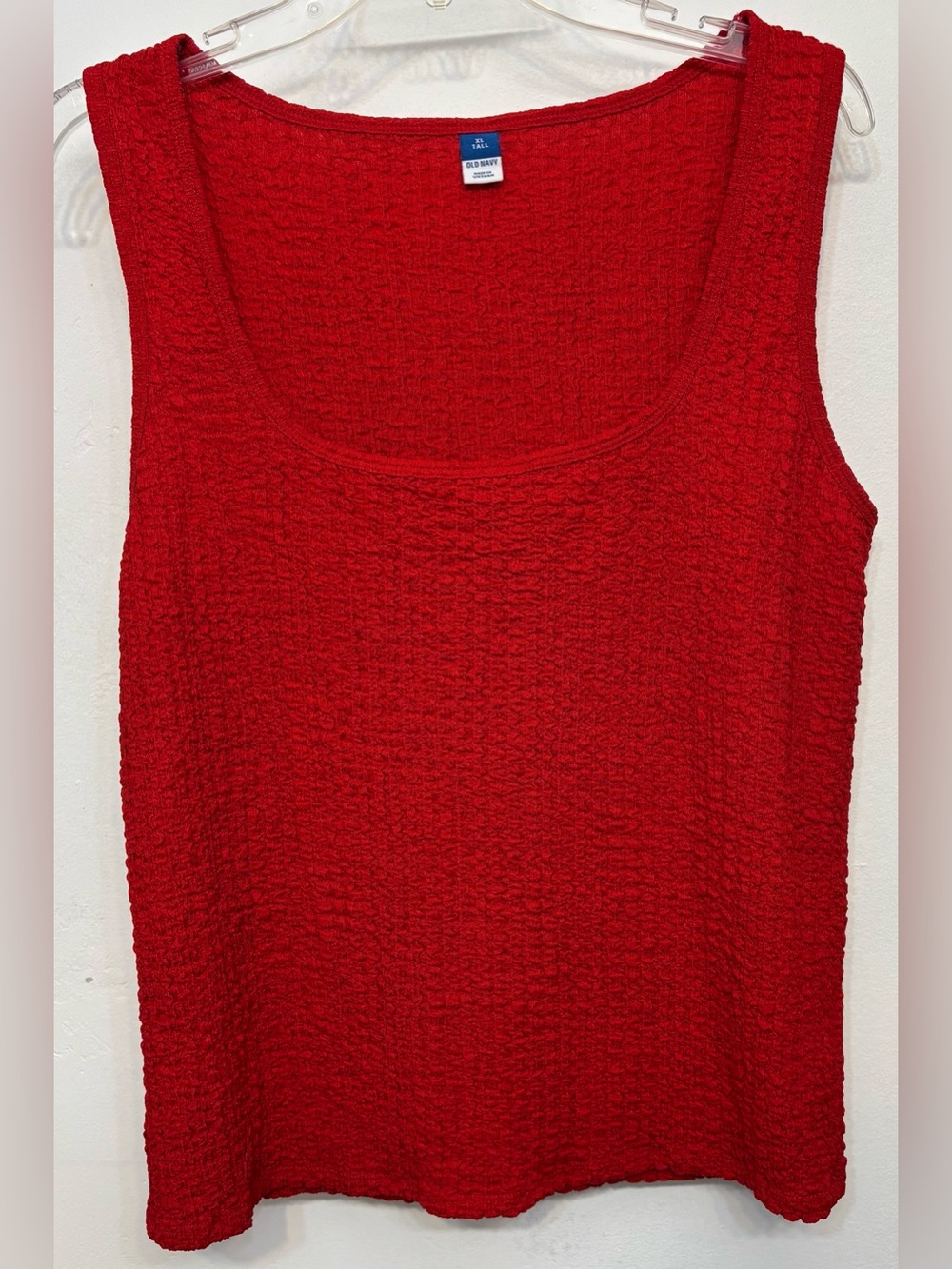 Old Navy Red Puckered Textured Scoop Neck Tank Top Women’s Size XL Tall NWOT